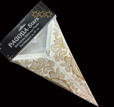 Amar weiß/gold - Faltbarer Leuchtstern, Weihnachtsstern aus Papier mit 7 Zacken, 60 cm